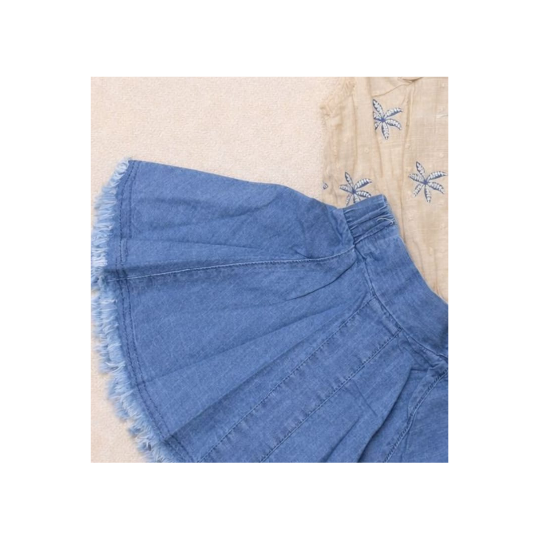 Daisy Breeze Denim Skirt Set Made in Turkey