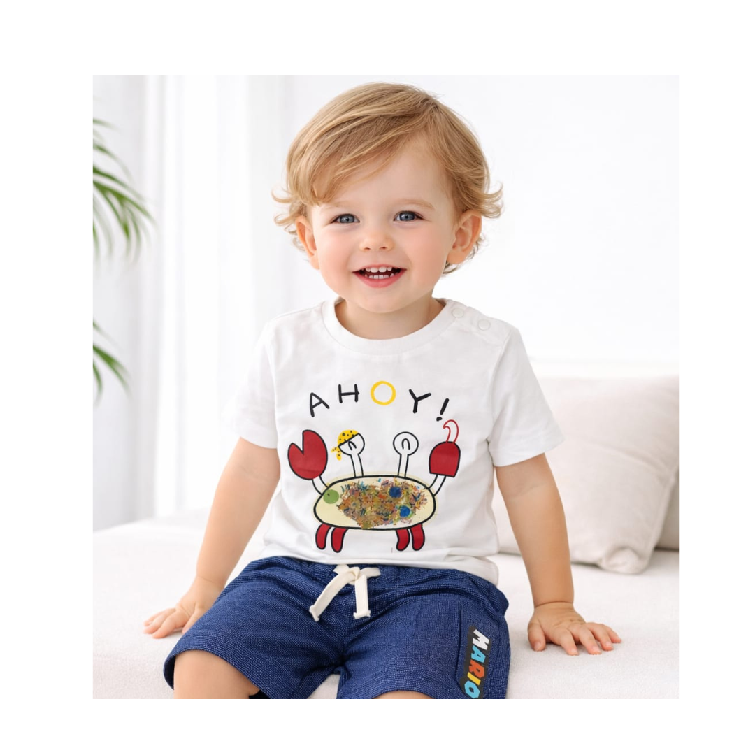 Baby Boys 2-Piece Ahoy Crab Summer Outfit Set Made by Bangladesh