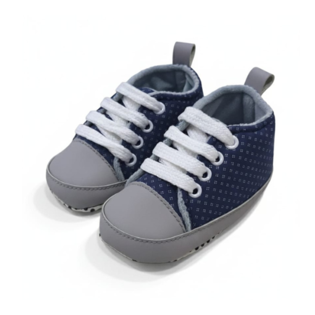 Baby Boys Soft Sole Prewalker Sneakers – Navy Grey