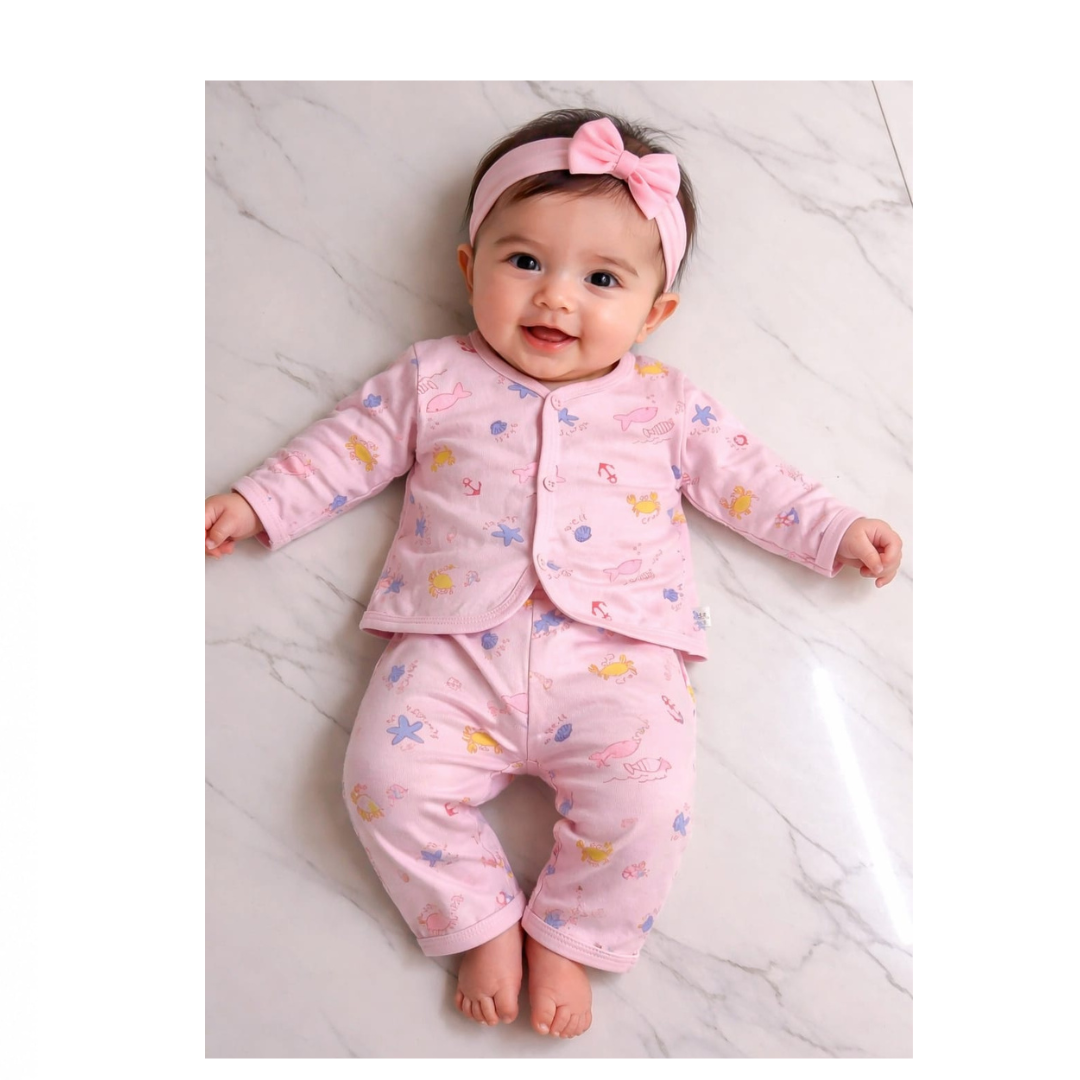 Baby Ocean Print 2-Piece Cotton Night Suit