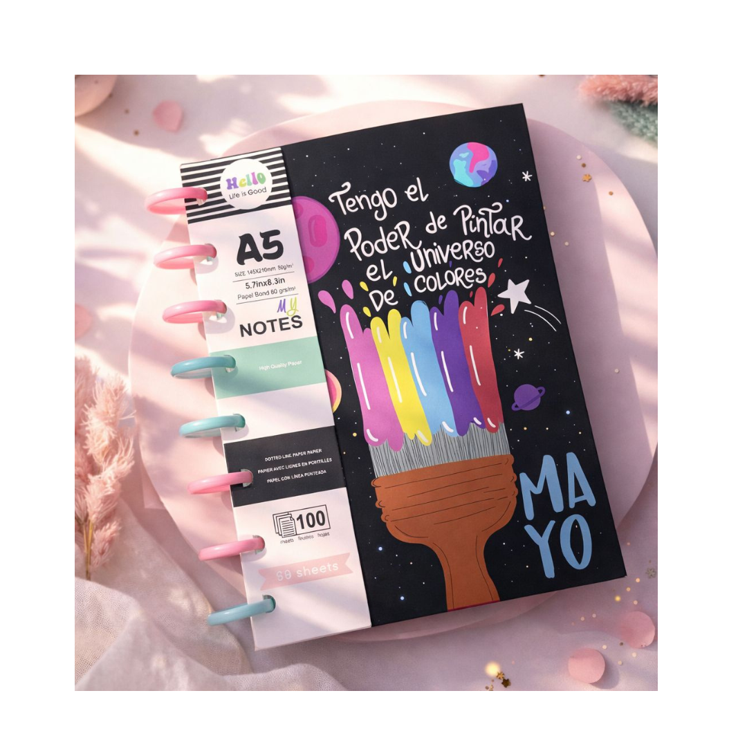 Galaxy Paint Brush A5 Spiral Notebook