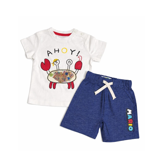 Boys 2-Piece Ahoy Crab Summer Outfit Set Made by Bangladesh