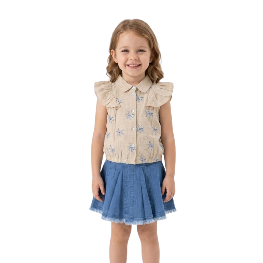 Daisy Breeze Denim Skirt Set Made in Turkey