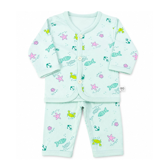 Baby Ocean Print 2-Piece Cotton Night Suit