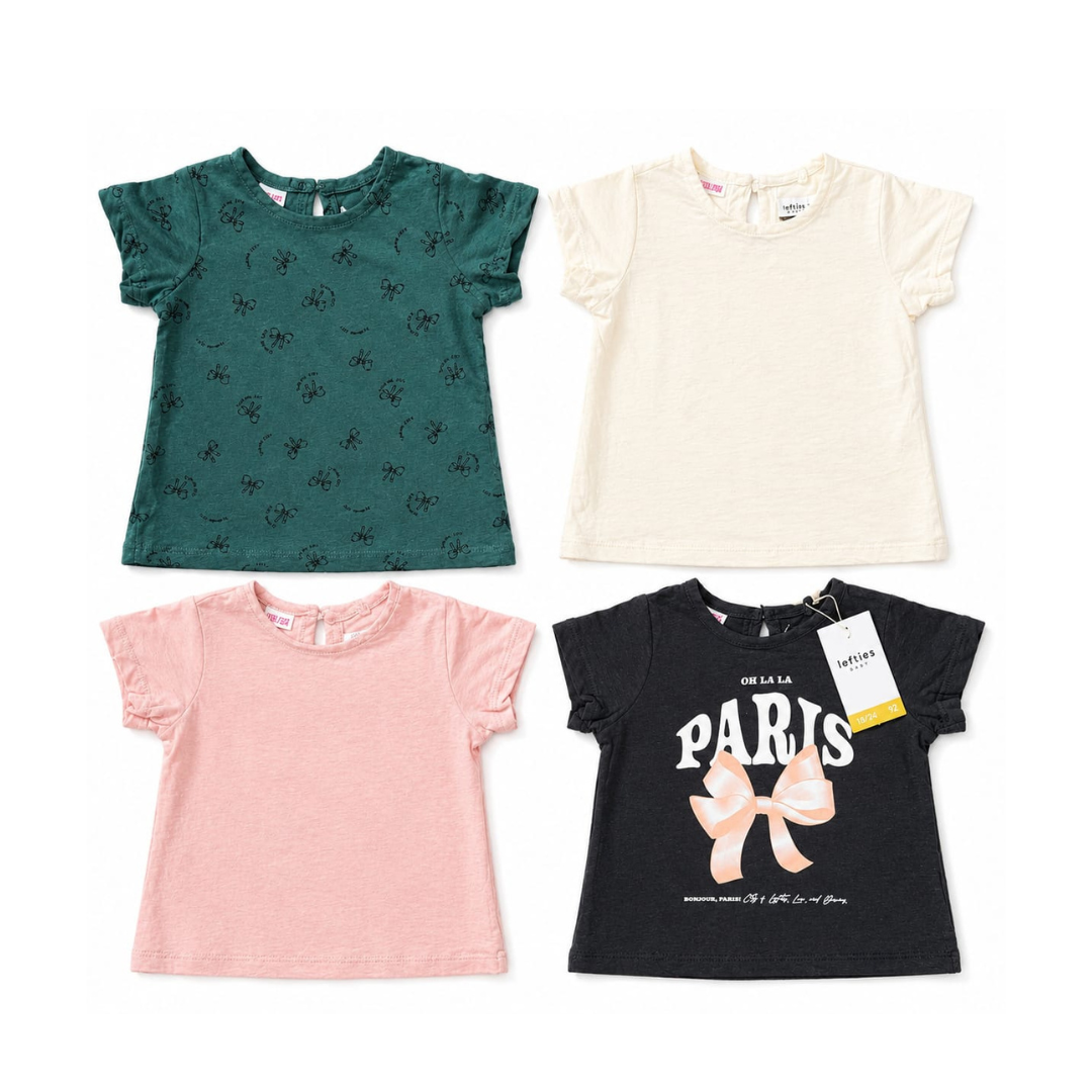 Lefties Girls 4-Pack Cotton T-Shirts – Made in Spain