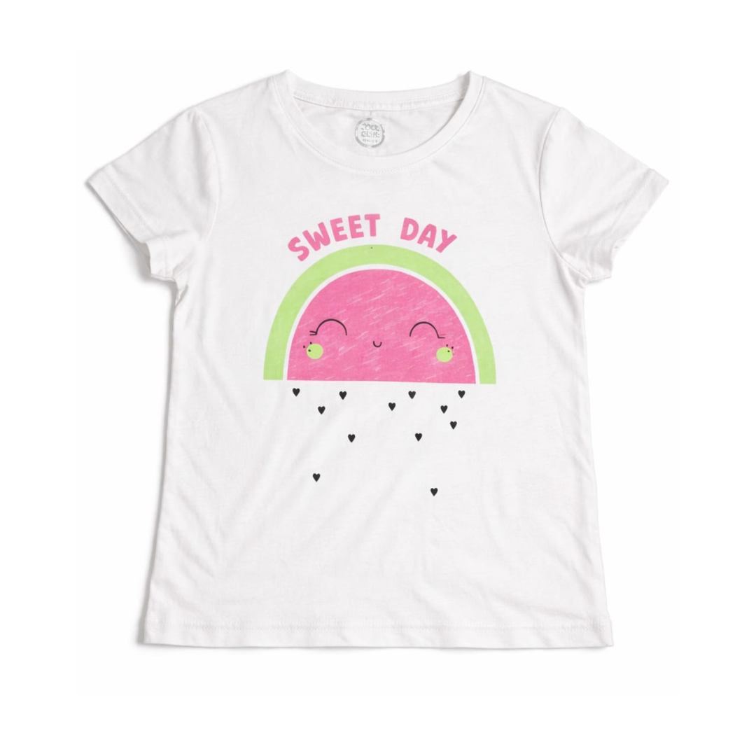 Girls Premium Cotton "Sweet Day" Graphic T-Shirt – White | Made in Bangladesh