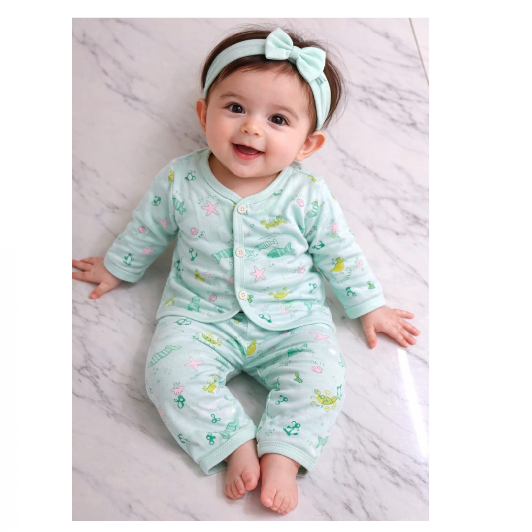 Baby Ocean Print 2-Piece Cotton Night Suit