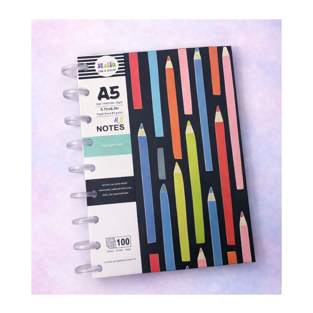 Color Pencil Print A5 Spiral Notebook