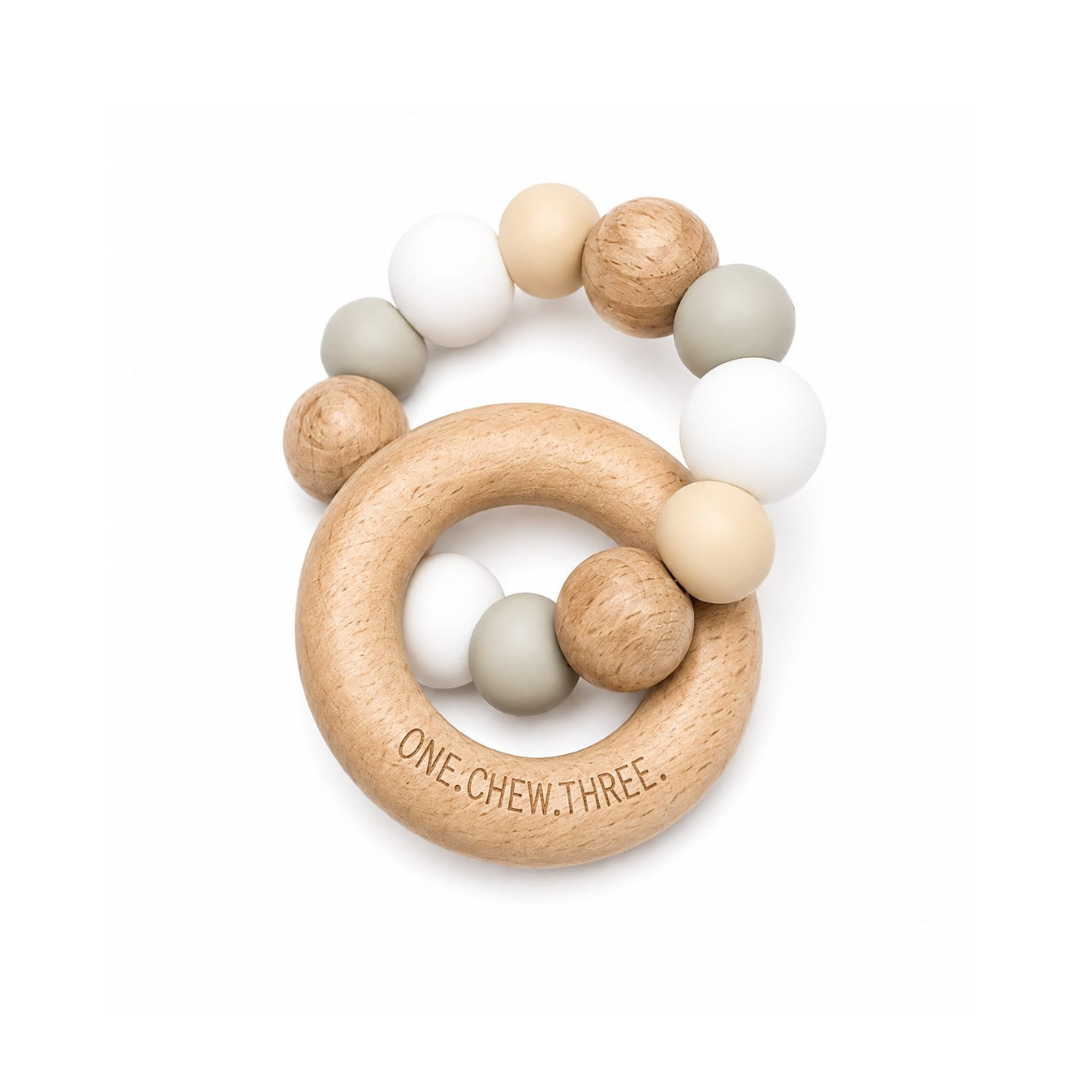 Natural Wooden & Silicone Baby Teether Ring