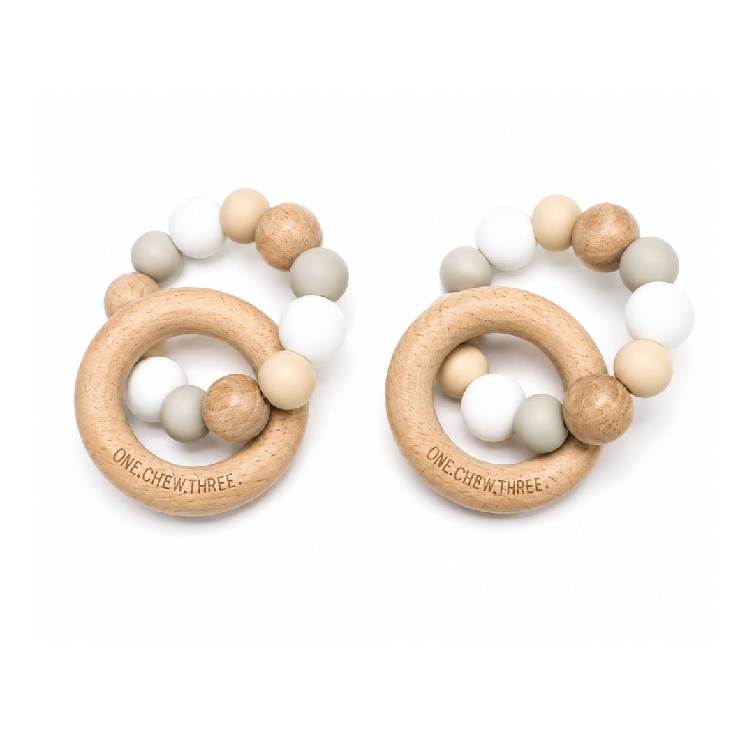 Natural Wooden & Silicone Baby Teether Ring