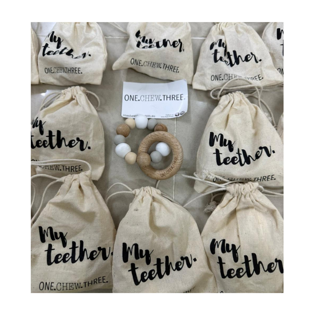 Natural Wooden & Silicone Baby Teether Ring